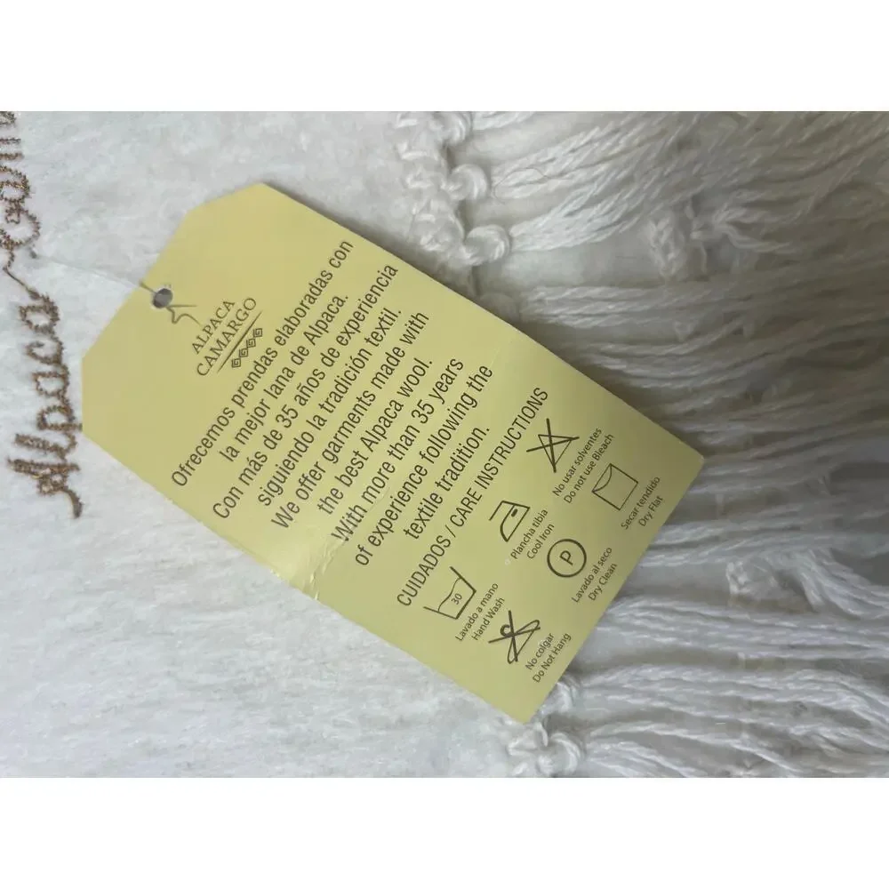 ALPACA CAMARGO PERUVIAN SCARF WINTER 100%ALPACA‎ IVORY COZY SOFT SOPHISTICATED